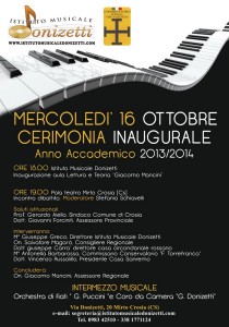 locandina evento cerimonia inaugurale Donizetti anno accademico 2013_14